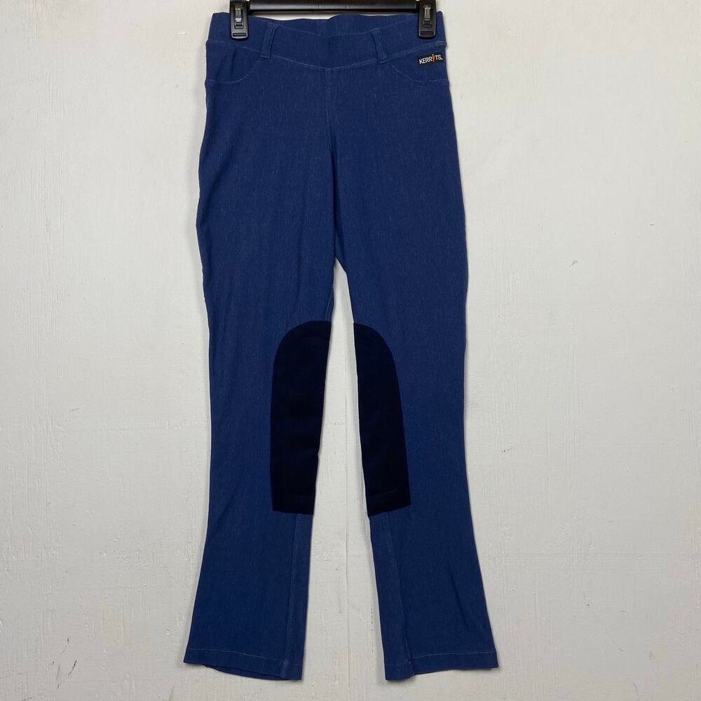Kerrits Riding Breeches Women Medium Blue Cotton Knee Patch Equestrian Pants